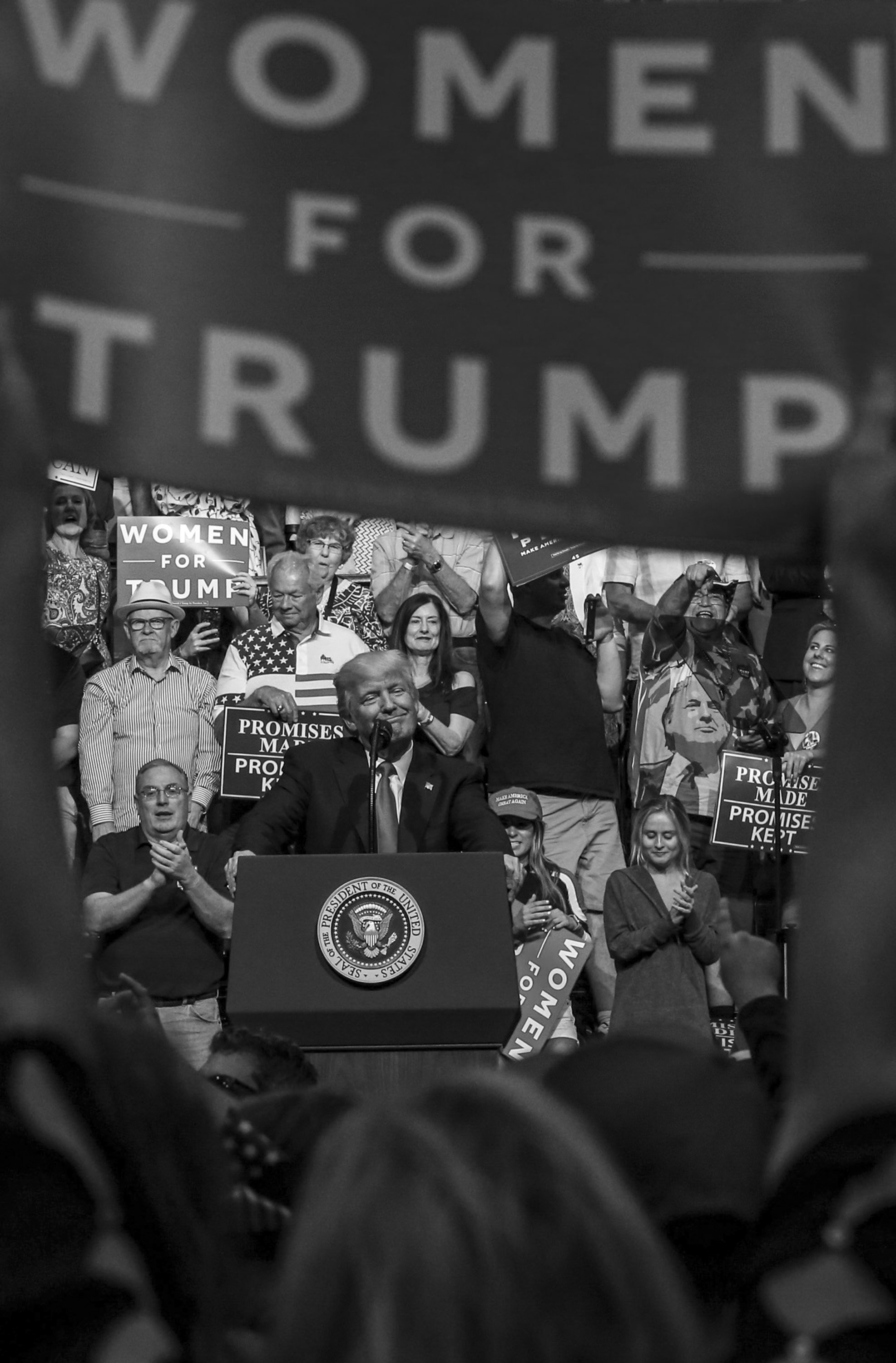  President Donald Trump speaks to supporters at a campaign rally at the U.S. Cellular Center in Cedar Rapids, Iowa, Wednesday.  
