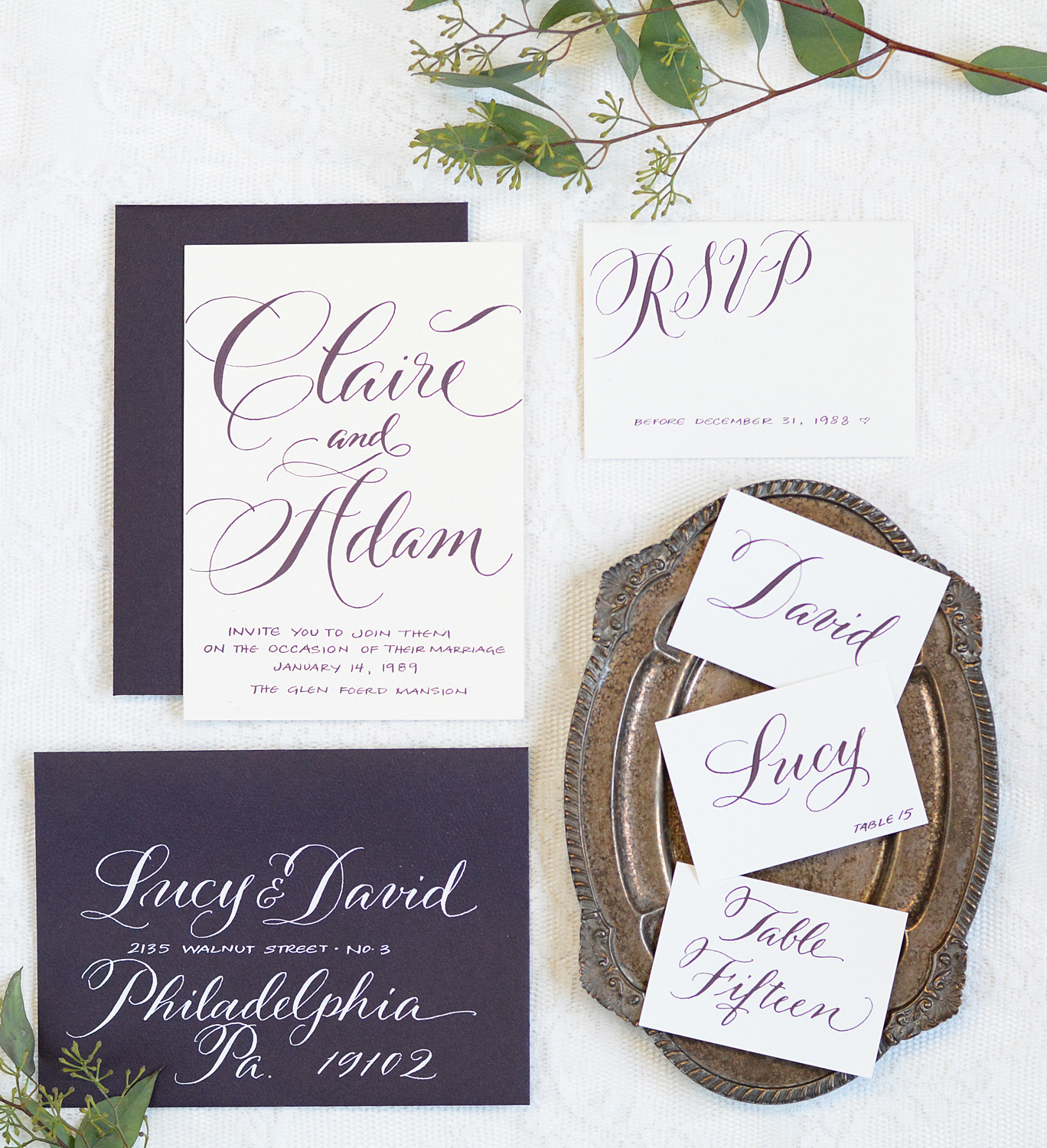 New Jersey Wedding Invitation Calligraphy | Calligraphy by Mary Ellen 