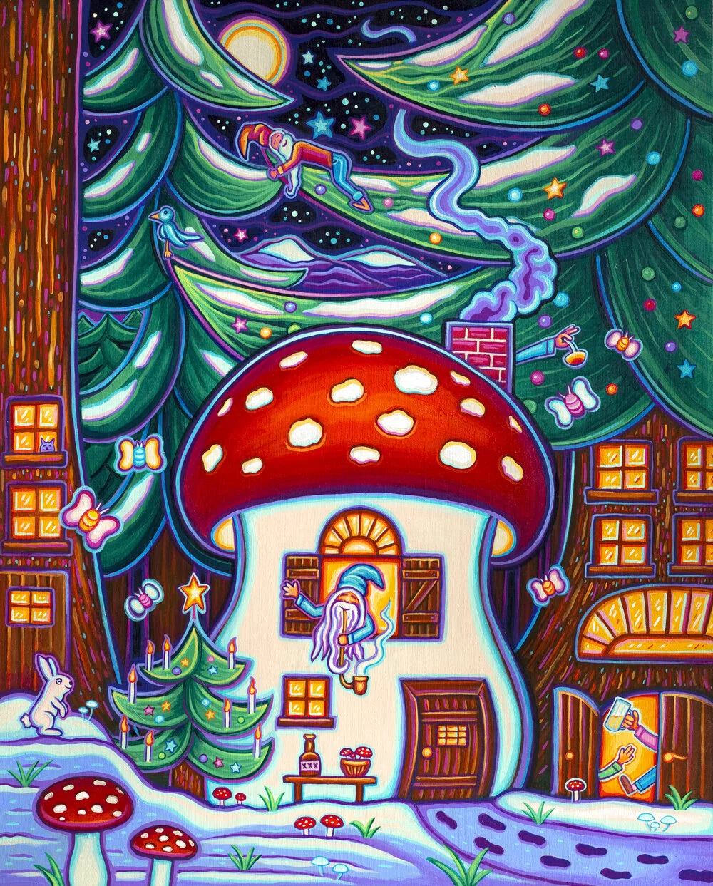 Amanita Village • acrylic on canvas, 16” x 20”