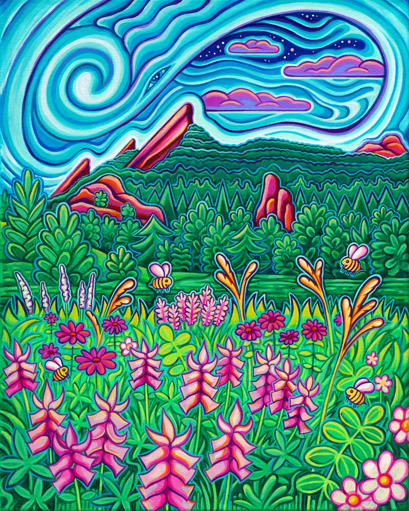 Frolicking Through Flowery Fields • acrylic on canvas, 16” x 20”