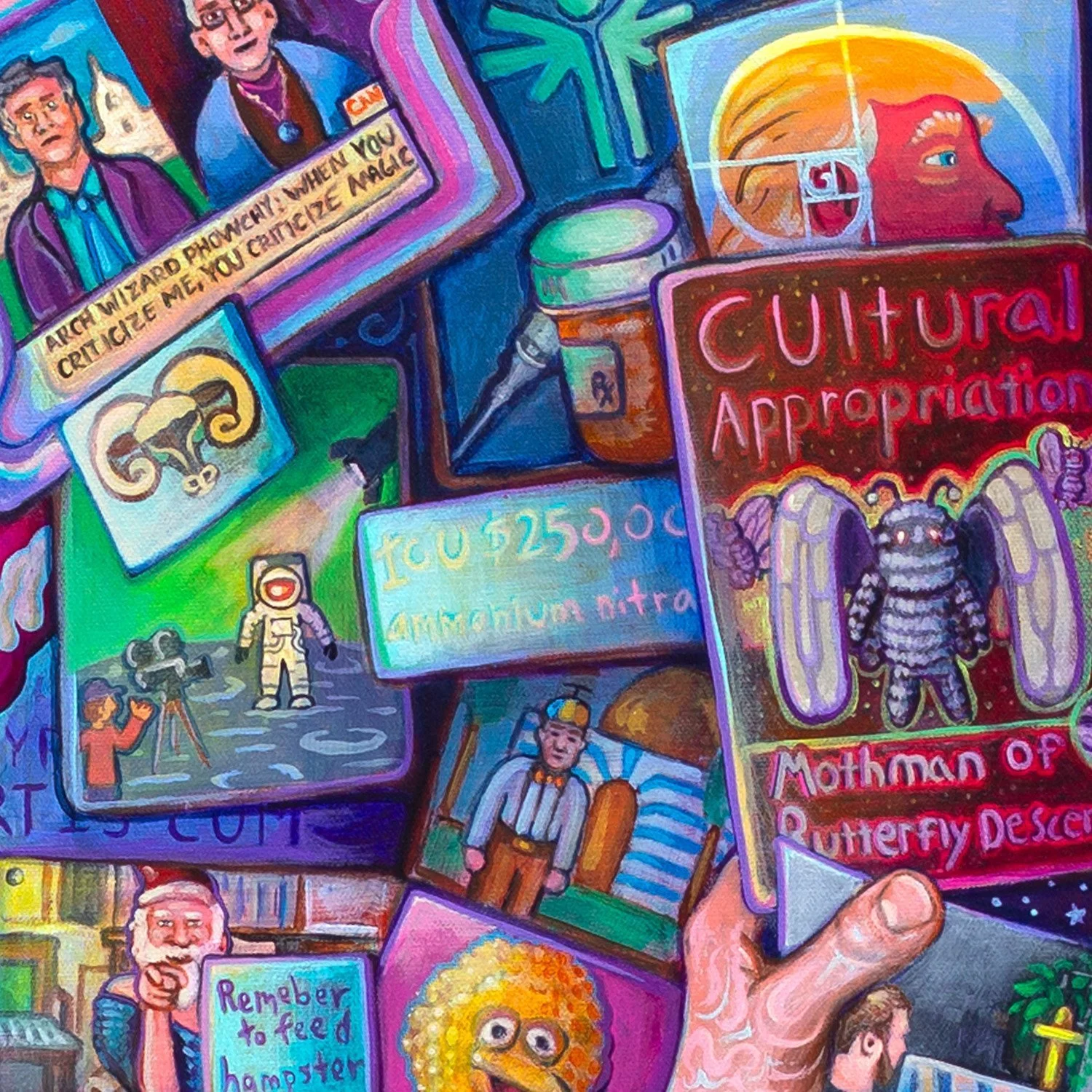 Conspiracy Theory Painting - Mothman Conspiracy - Moon Landing Conspiracy Art