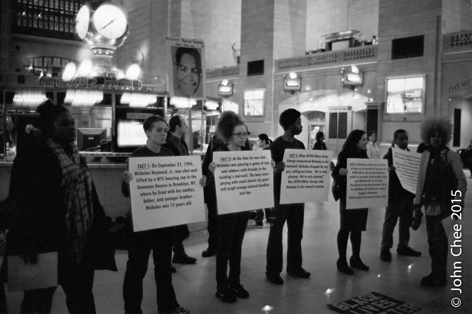 One of the monthly Black Lives Matter protests in Grand Central Station to remember those who were killed by police and to raise awareness of police brutality (Manhattan, New York)