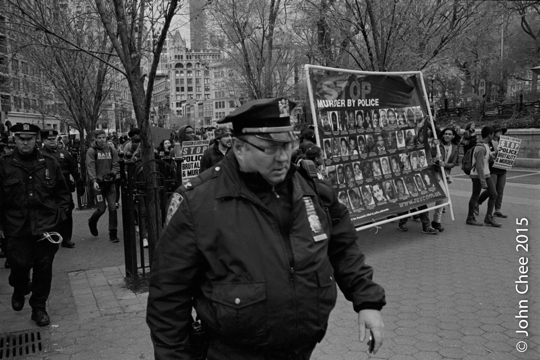 Black Lives Matter protest #1. Folks protested against the NYPD. Ironically, a ton of NYPD were dispatched to "walk" with the protesters. It's like putting the enemies together. (Union Square, Manhattan, New York)
