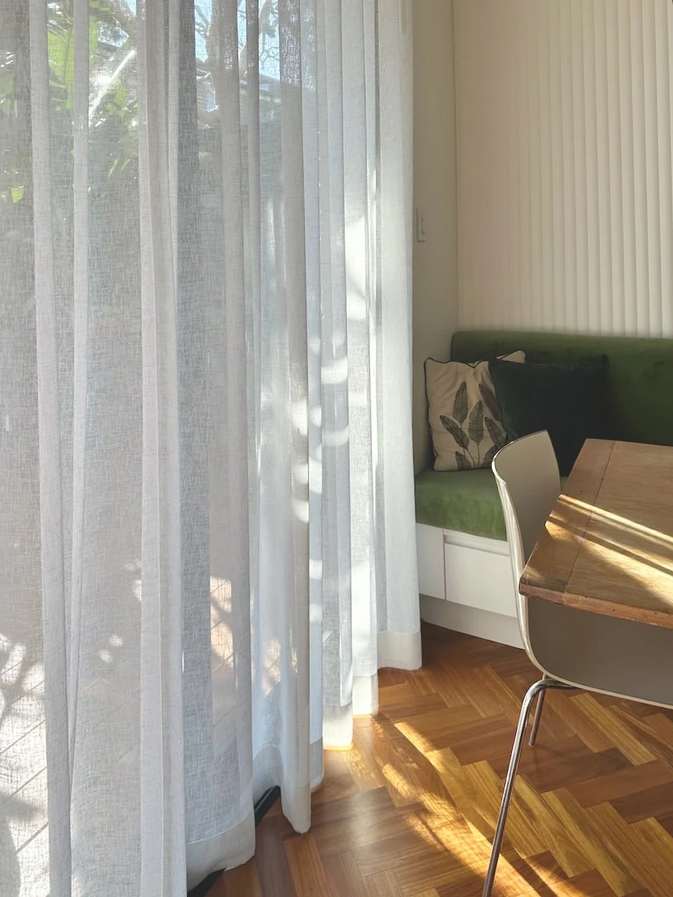 There&rsquo;s something magical about sheer curtains. The texture in the fabric catches the light in just the right way, shifting throughout the day and adding a gentle softness to the room. A simple layer that makes everything feel calmer, lighter a