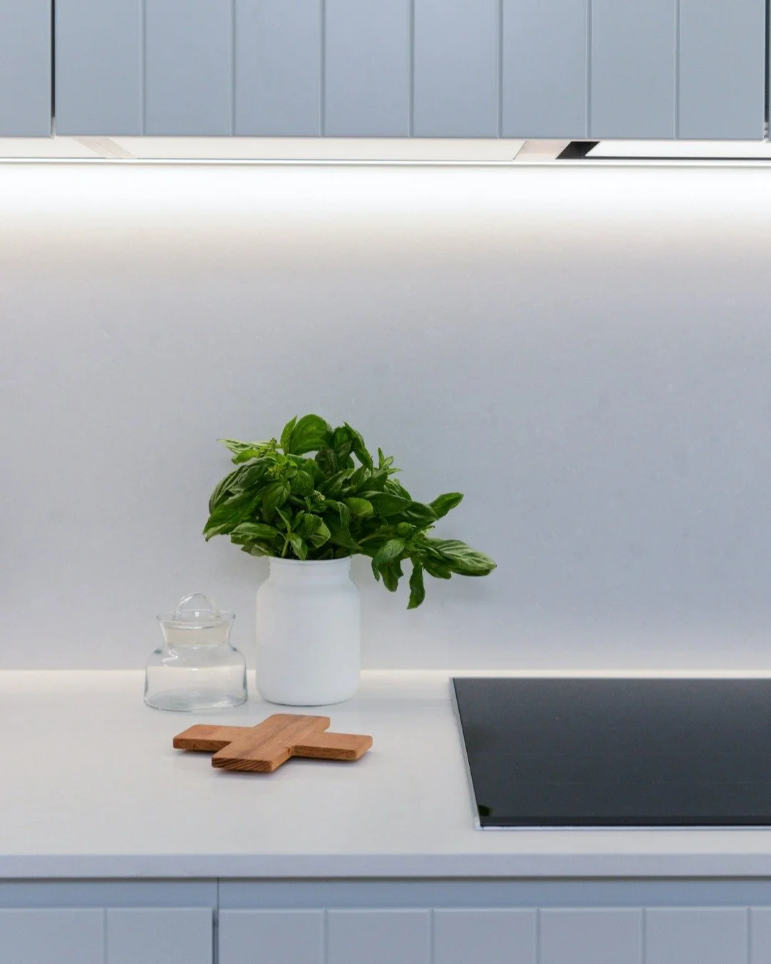 ◉ Under Cabinet Lighting ◉
If you're putting in a new kitchen, LED strip lights under the top cabinets are the best. People used fluorescent or halogen bulbs under cabinets for years, but LED technology is more streamlined and it's a fraction of the 