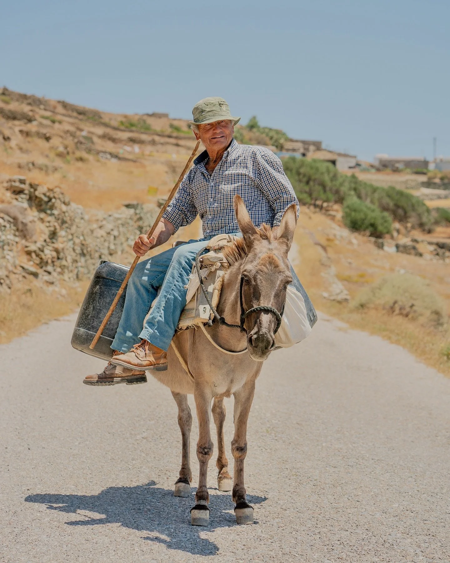 Zachariah and his donkey on Fol&eacute;gandros island for @lonelyplanet