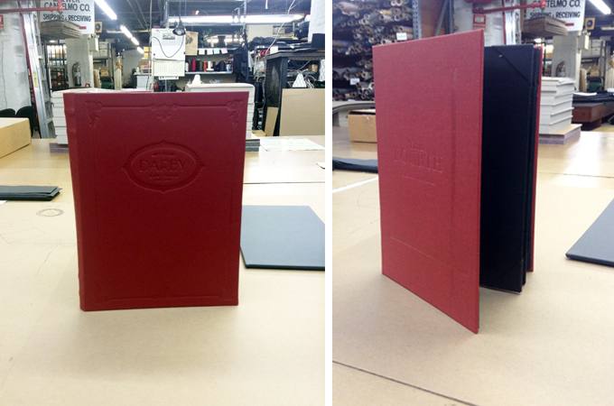 Elegantly Stamed Red Menu Cover