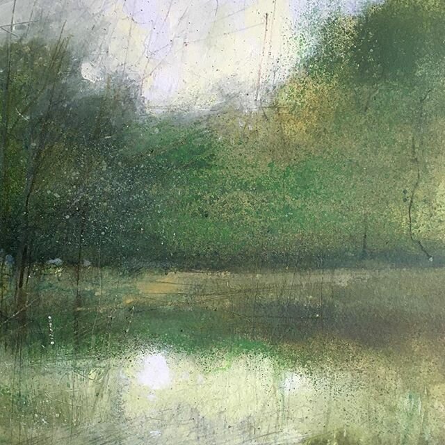 &lsquo;Summer Pond (Oare)&rsquo; Mixed media on paper 21x21cm unframed &pound;180 (P&amp;P inc UK) for #artistsupportpledge as started by @matthewburrowsstudio 
SOLD, thank you.. .

#artistssupportpledge #artforsale #buyart #artistsupport #artistsupp