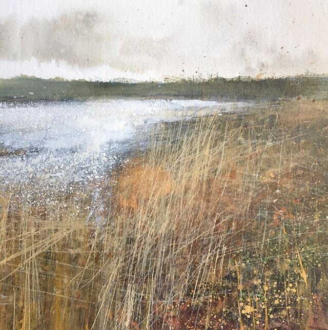 &lsquo;The Creek in flood, Winter light..&rsquo;
Mixed media on paper 25x25cm unframed &pound;200 (P&amp;P inc UK) offered for sale as part of #artistsupportpledge as started by @matthewburrowsstudio 
SOLD, thank you..
.

#artssupportpledge #buyart #
