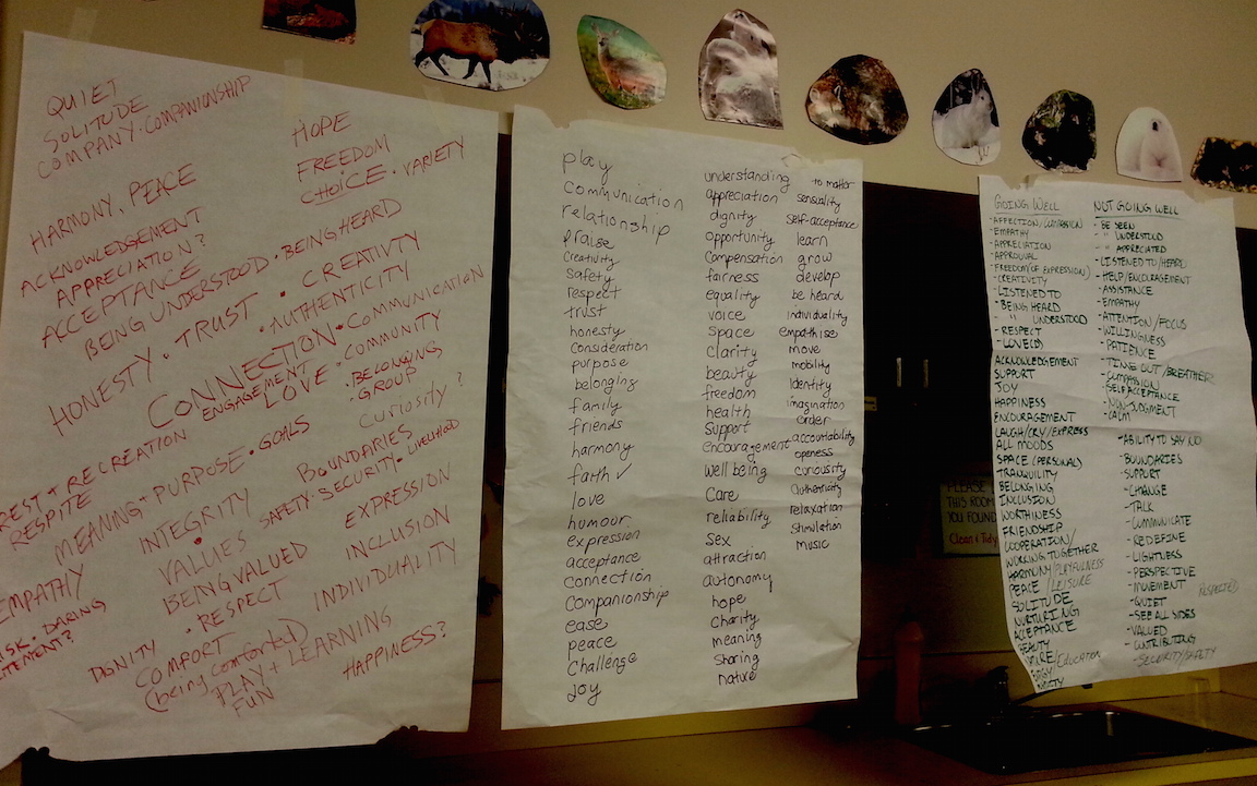 Workshop participants make NEEDS lists