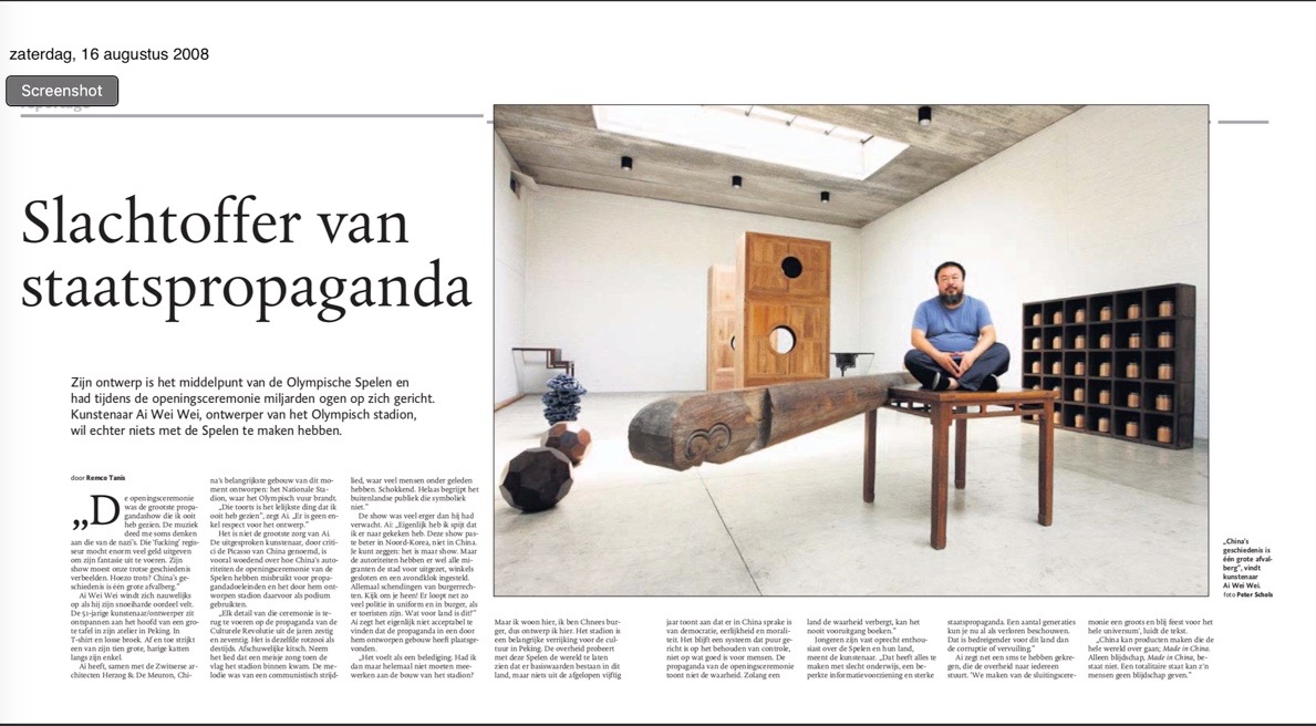 The interview as published originally in 2008 in newspapers in the Netherlands. Photo by Peter Schols.