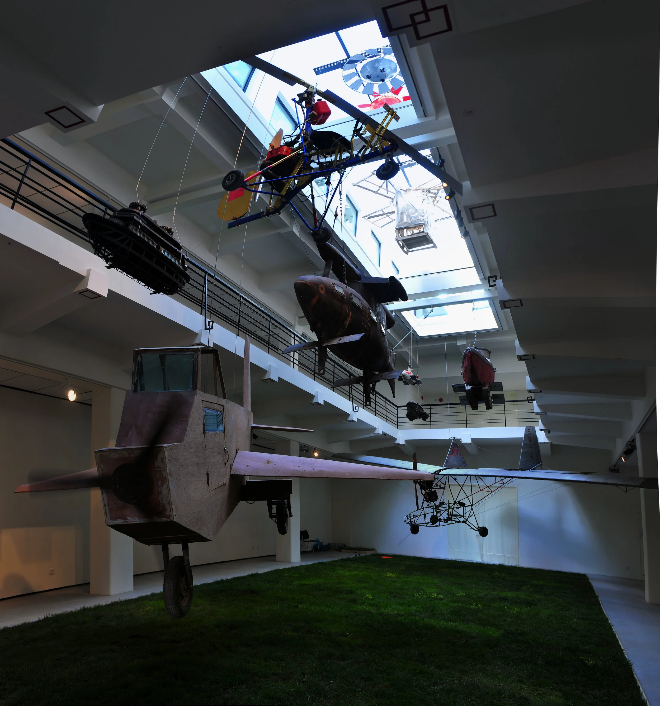 Creations build by Chinese farmer-inventors on exhibit at the Rockbund Art Museum in Shanghai, China.