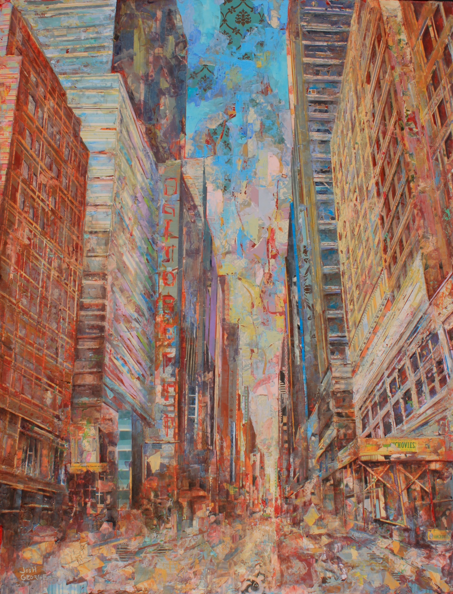 "Breach of the Bulwark" 48" x 36" mixed media on wood panel