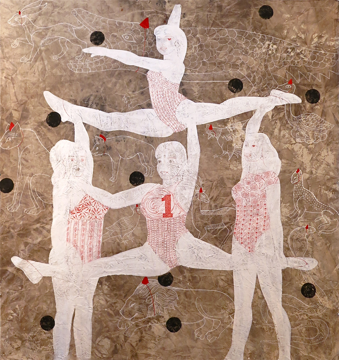 The perfect girlfriend – Acrylic, black ink, gesso, on cotton - 68" x 74"