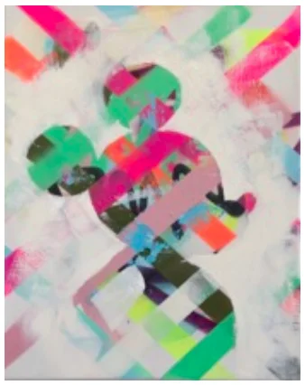 MICKEY SMALL TALL - mixed media on canvas - 18" x 15"