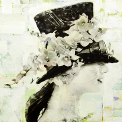 Victoria Pullen photo collage, encaustic and mixed media - 24 x 24 x 2"