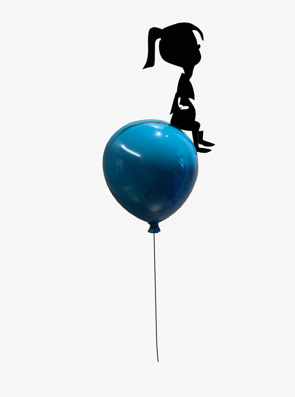 Balloon on the wall - Steel and resin Sculpture - 23 x 9 in.