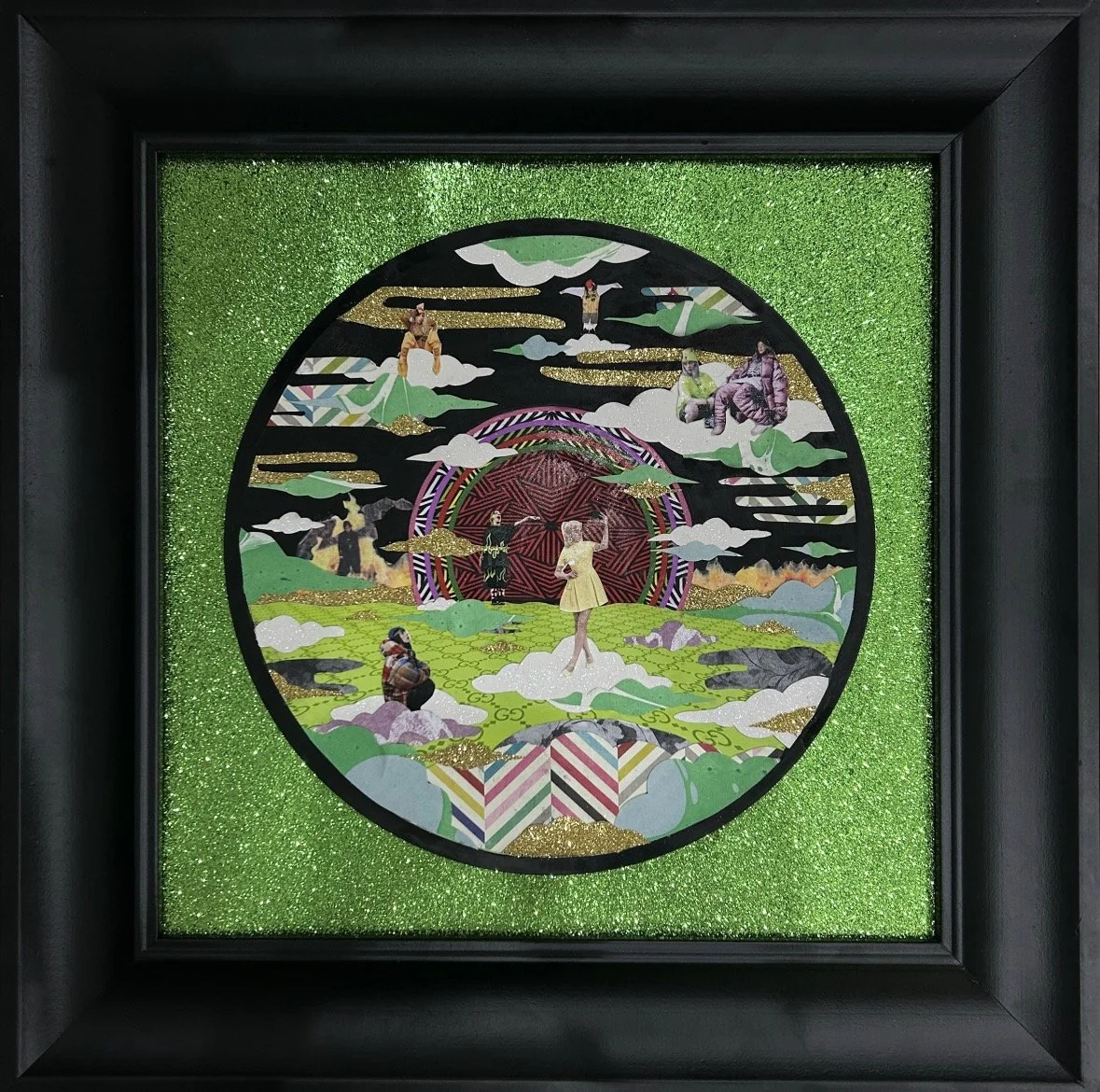 You Should See Me in a Crown, 12x12, collage on vinyl record