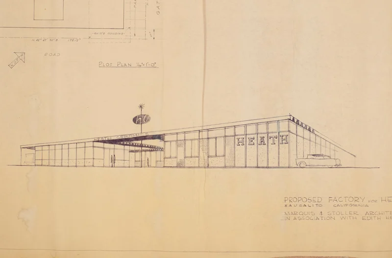 Original drawings by Marquis and Stoller for the design of a new ceramics factory in 1959.