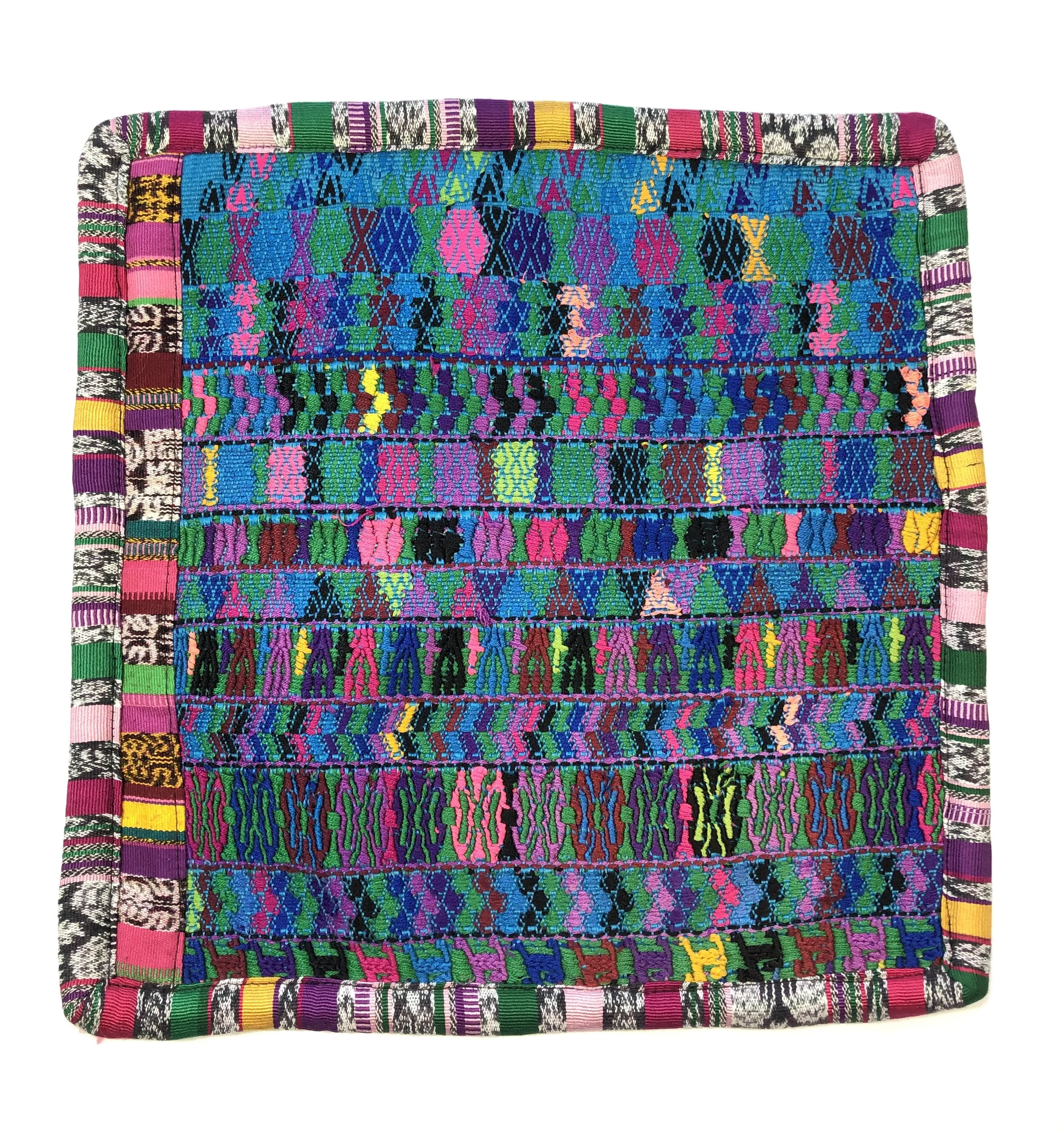 Mini Blue Abstract Pillow Cover- Handwoven Vintage Textile