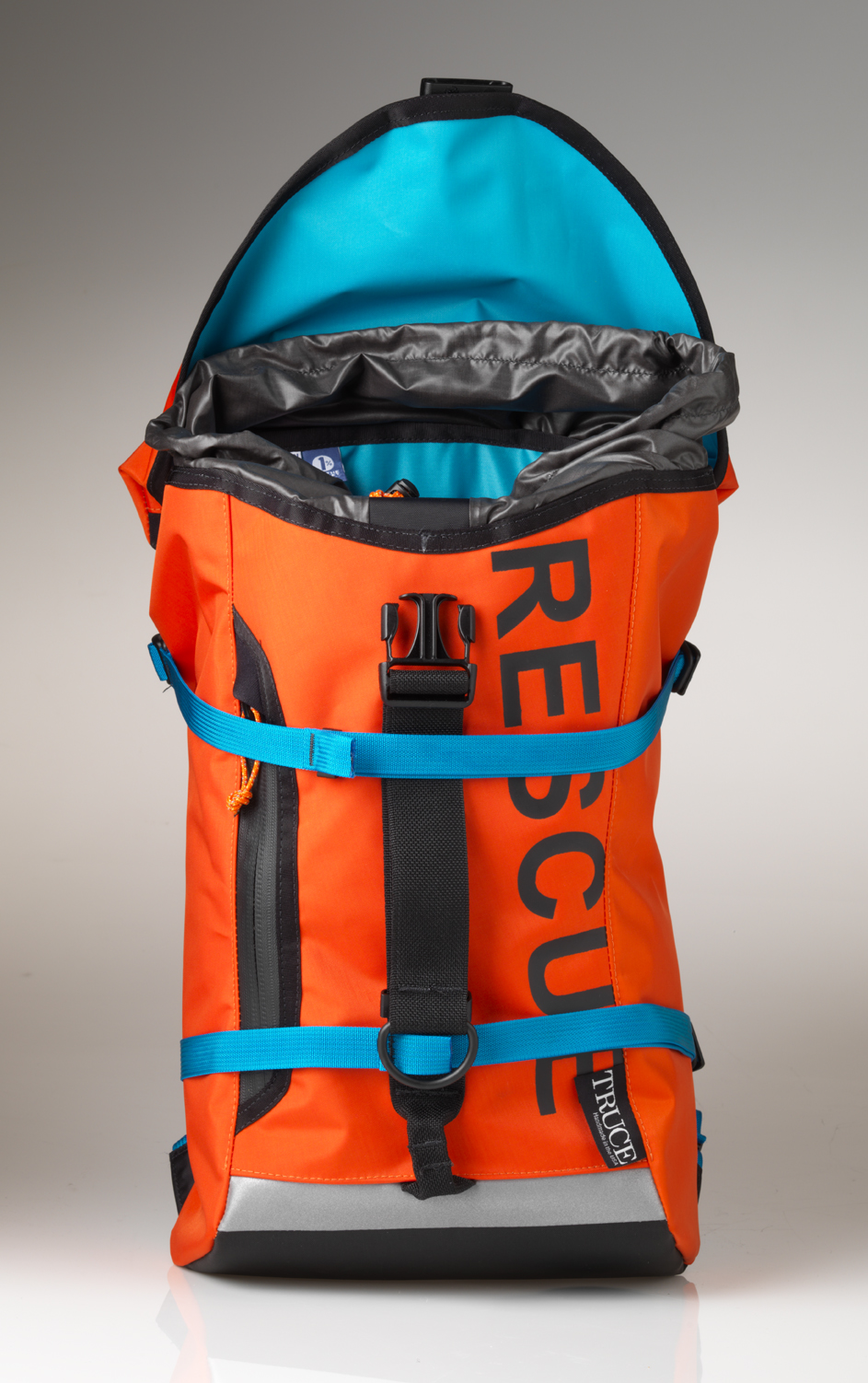 Truce: Air Rescue This pack wants to go to sea! It's made of coast guard rescue drysuit scraps salvaged and upcycled into one of the strongest backpacks the human race has ever seen. Seam-sealed liners make it totally weatherproof. Made in Oregon $340 trucedesigns.com