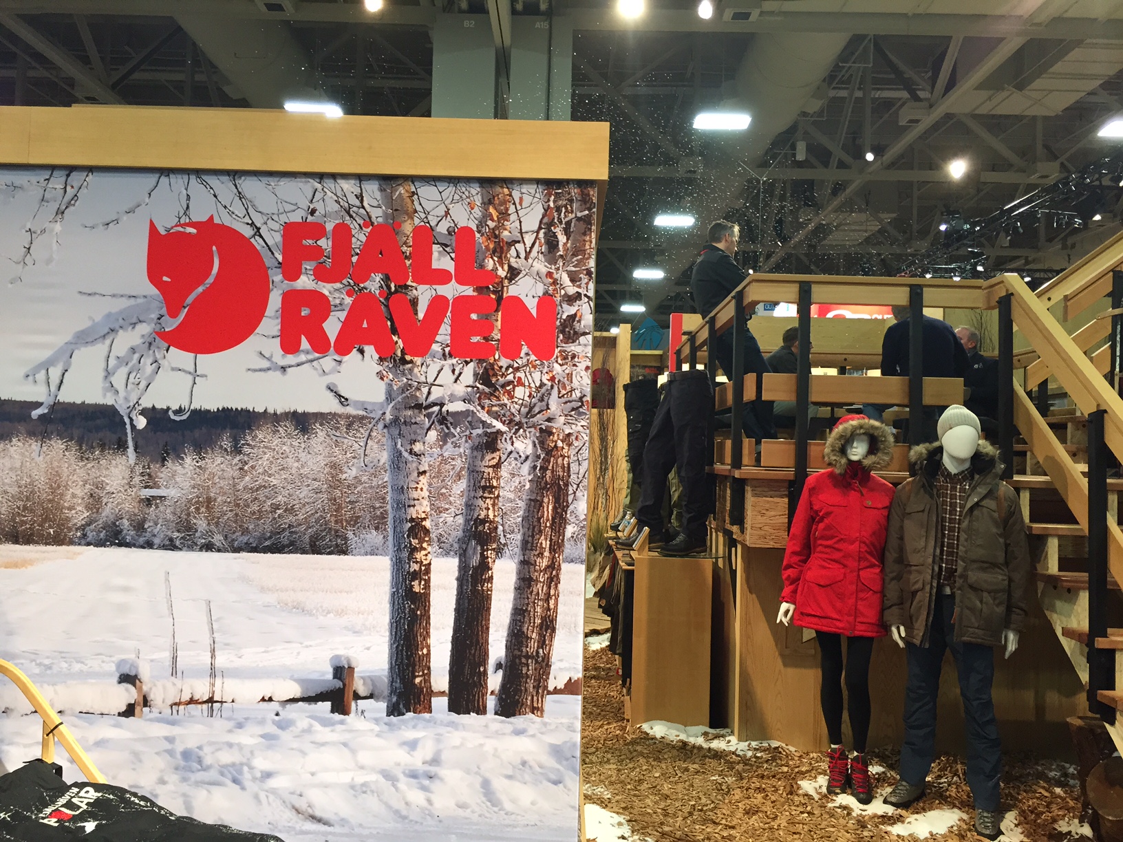 Fjallraven had fake snow blowing out of their booth. They also had some really sexy gear.