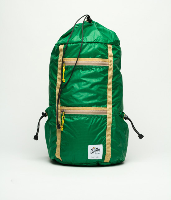 Drifter // Sky Pack This adventure buddy wants to fly with you. Made from 1.9-ounce parachute material, it’s durable and light as a feather. $132 // drifterbag.com // Made in Ohio