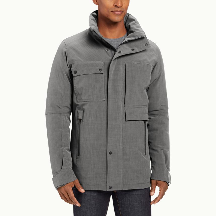 Nau clothing makes eco-friendly fashion that functions. Yeah, think on that idea for a while! It's genius. Just like this jacket from Nau's recycled down line . You can snowboard in it and wear it to your boring office job without having to change!
