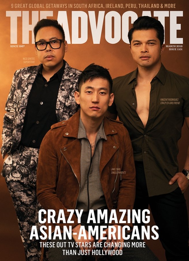 Jake Choi, Vincent Rodriguez, Nico Santos | Advocate Magazine