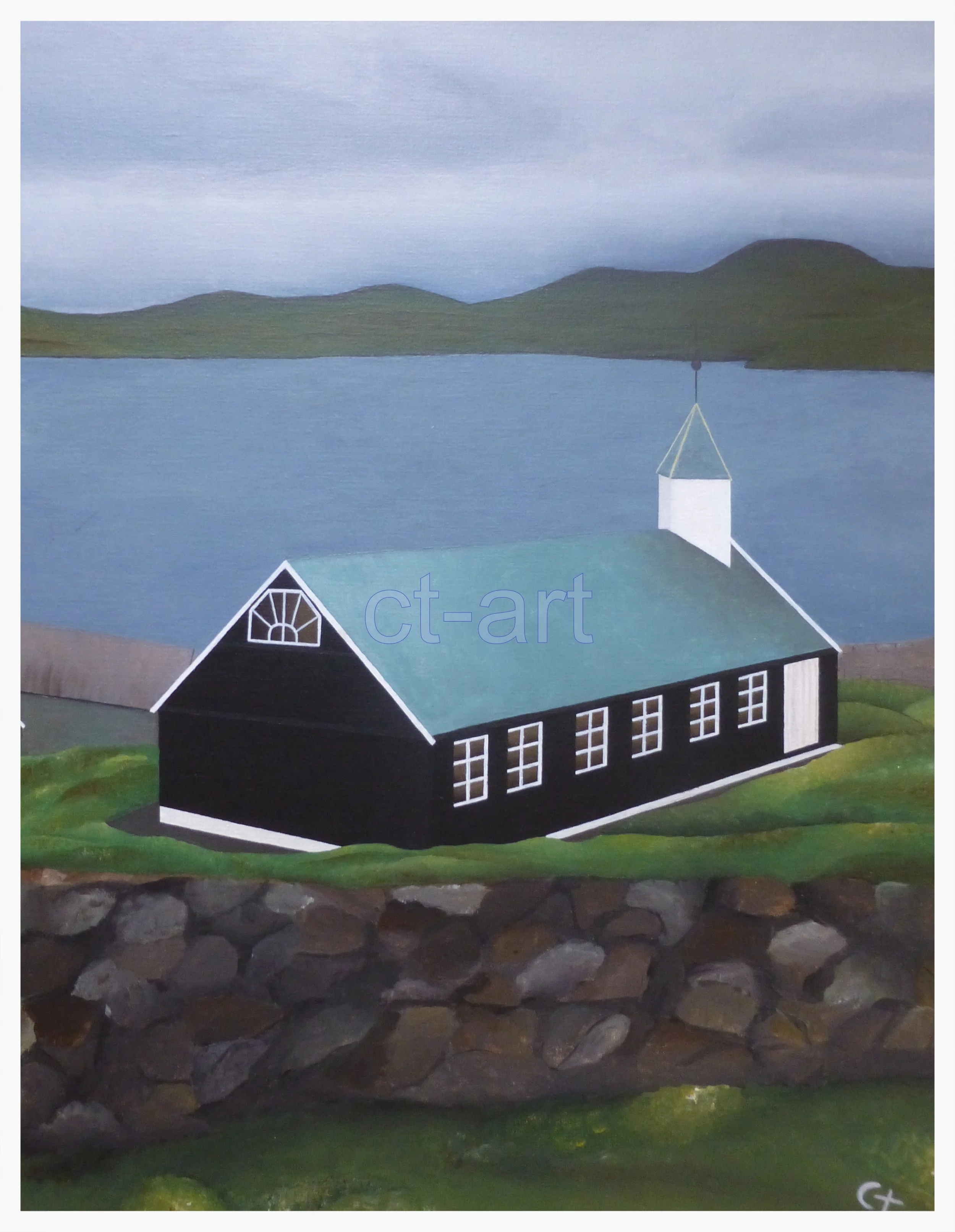 Kirken i Nes - 85 x 65 cm