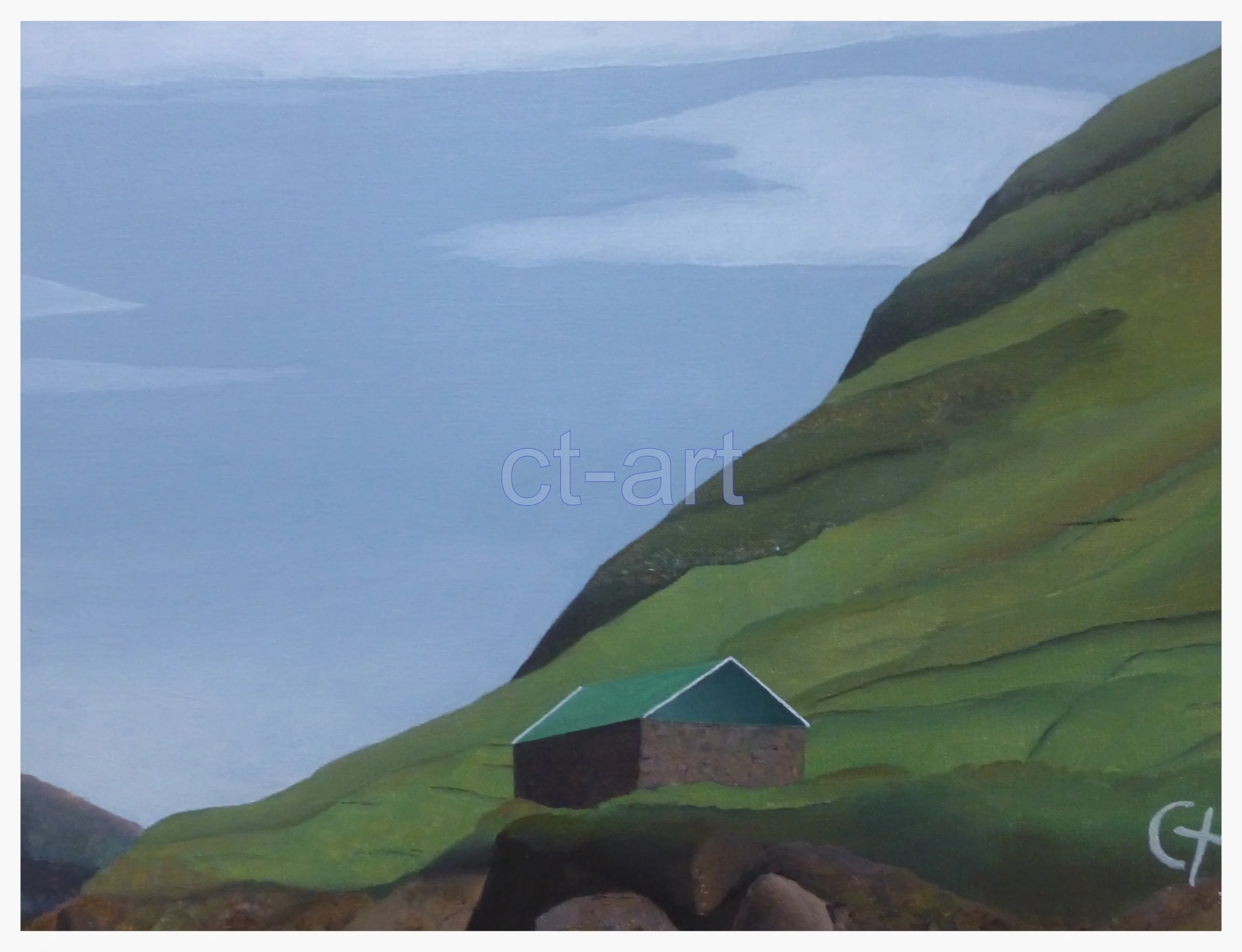 Blød sol på klippesiden - 38 x 50 cm