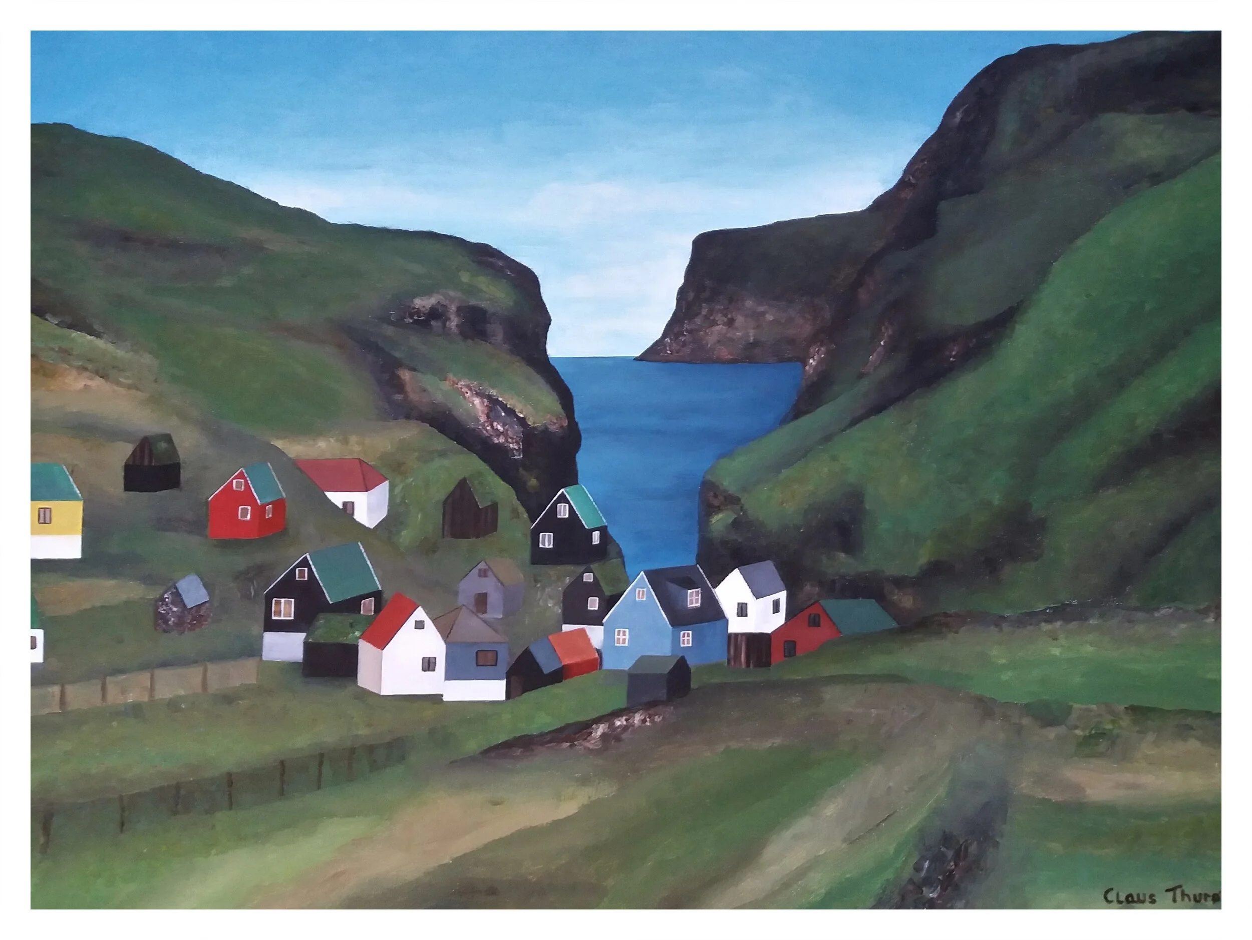 Bygd ved Fjord- 60 x 80 cm