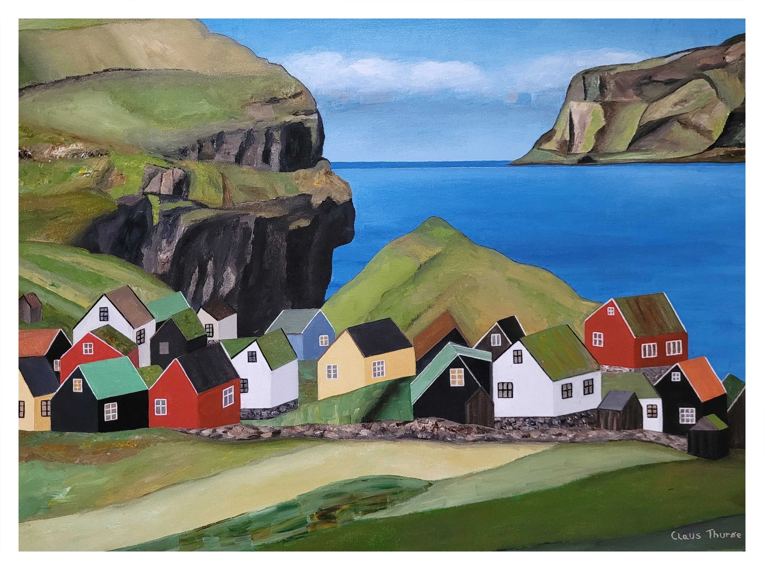 Byen ved klippen 60 x 80 cm