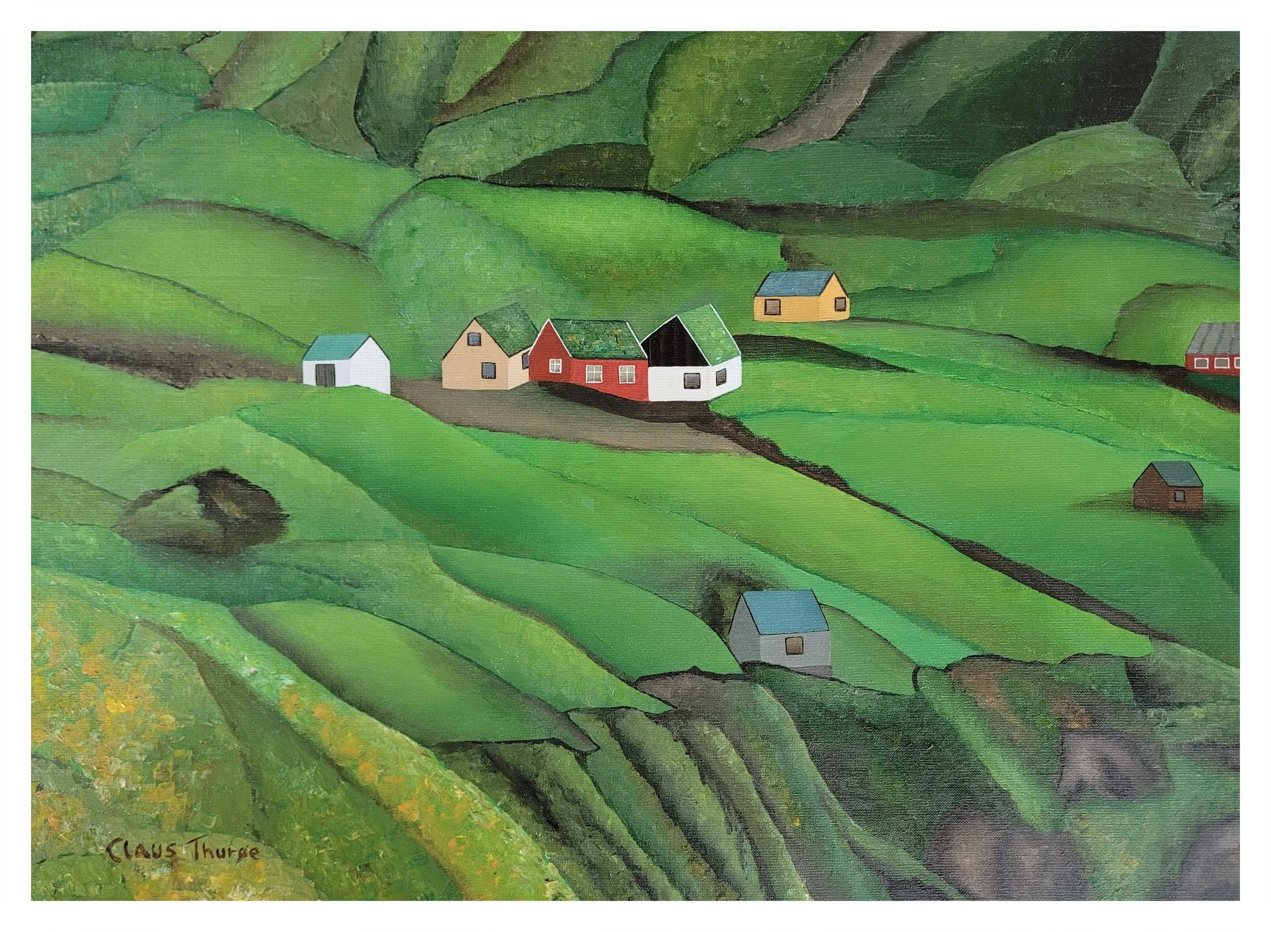 Bygden ved klippesiden - 80 X 60 cm - 1250 kr.
