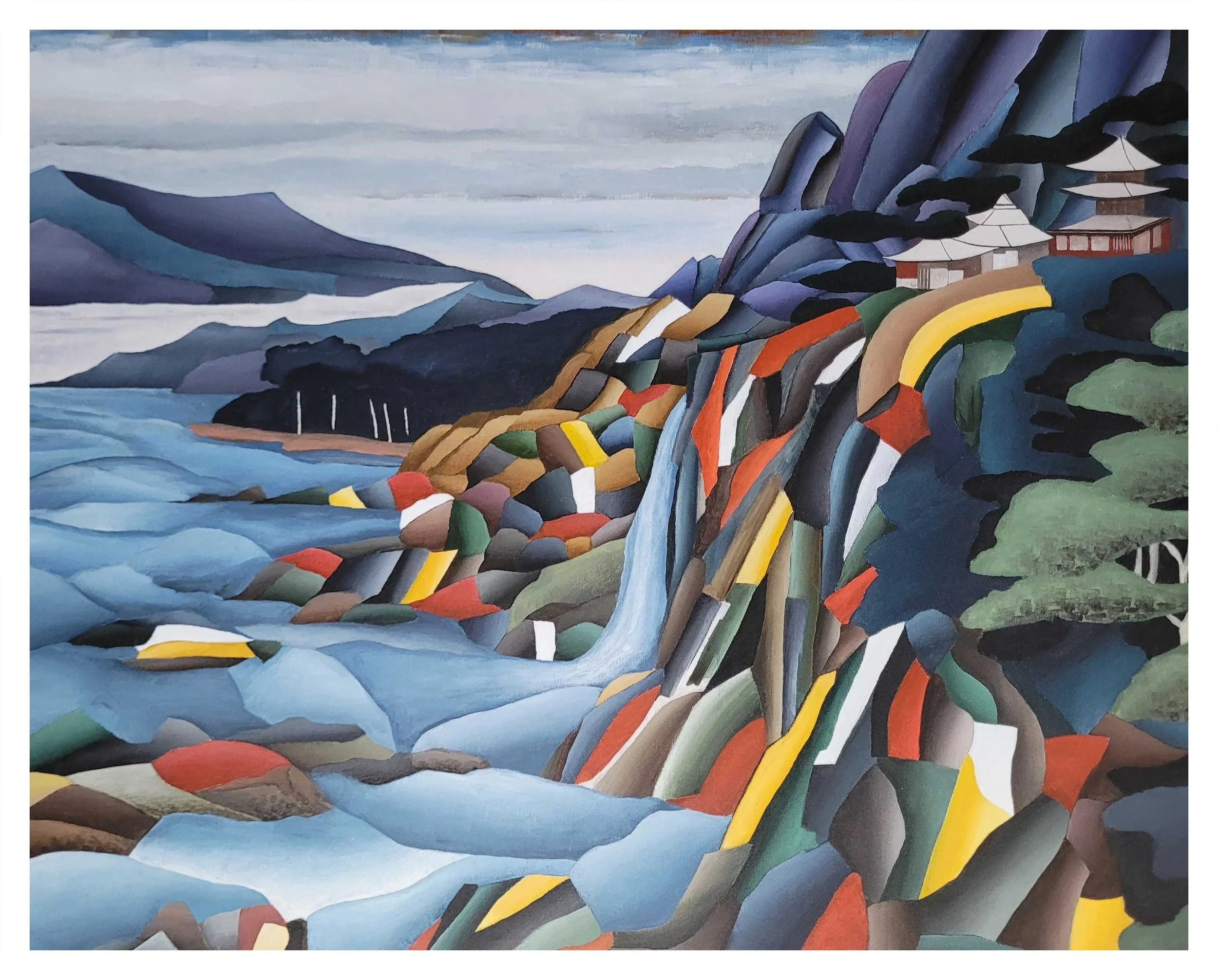 Floden ved bjerget 100 x 80 cm