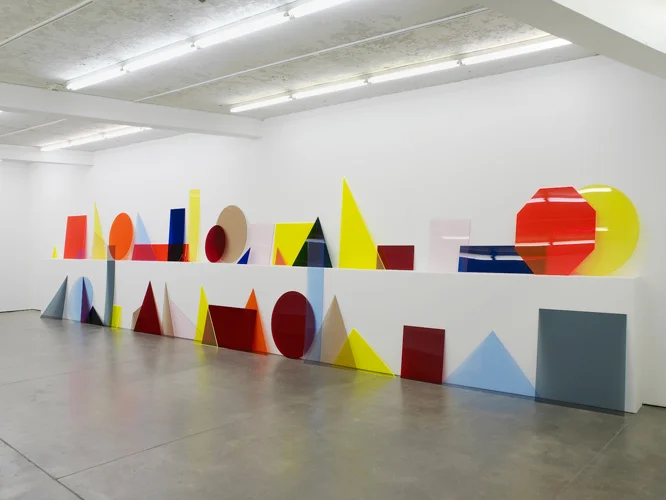 A ∩ B ∩ C (line) 2013 Installation with perspex shapes and occasional performance Dimensions variable