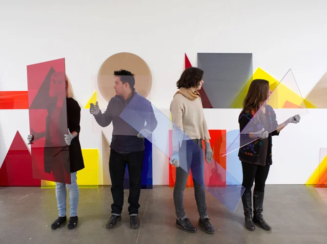 A ∩ B ∩ C (line) 2013 Installation with perspex shapes and occasional performance Dimensions variable