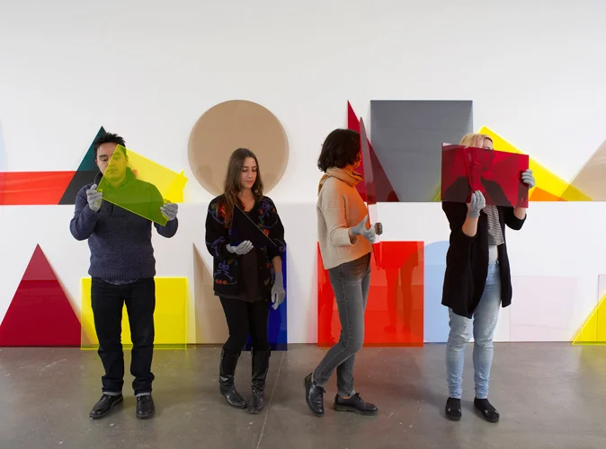 A ∩ B ∩ C (line) 2013 Installation with perspex shapes and occasional performance Dimensions variable