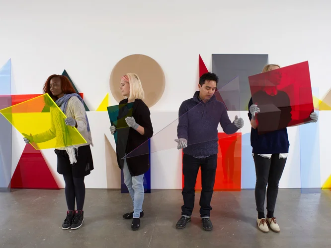 A ∩ B ∩ C (line) 2013 Installation with perspex shapes and occasional performance Dimensions variable