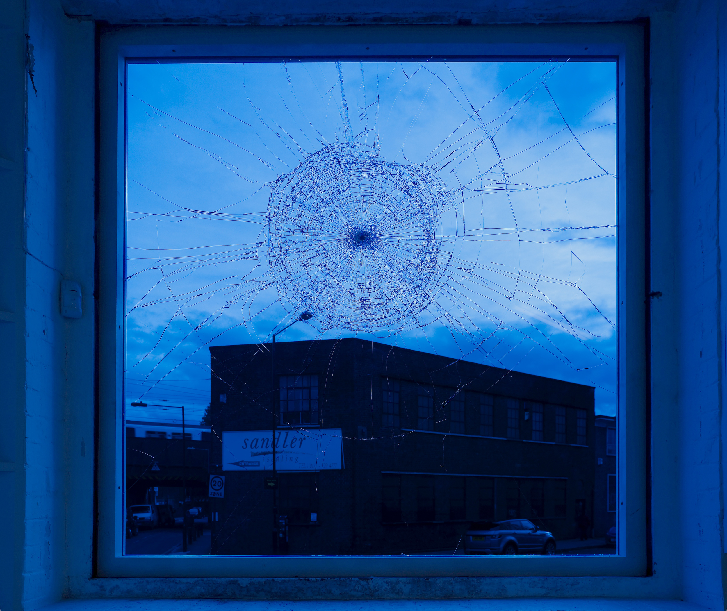      Untitled Broken Window   2012   Coloured safety glass   171 x 175 cm / 67.3 x 69.9 in  
