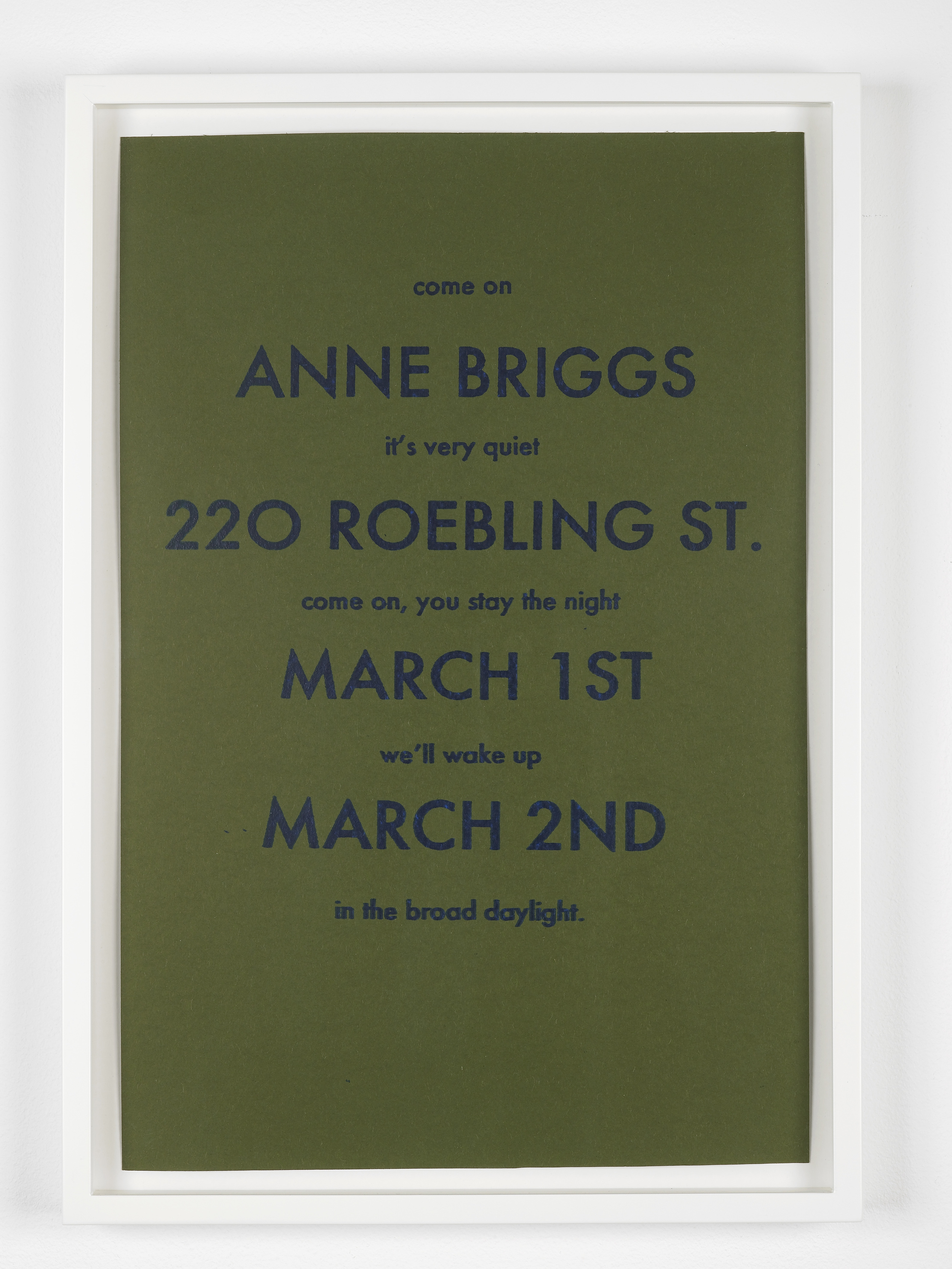     Marc Hundley Anne Briggs 220 Roebling St. March 1st &amp; March 2nd&nbsp; 2012 Ink on paper 45.7 x 30.5 cm / 18 x 12 in 