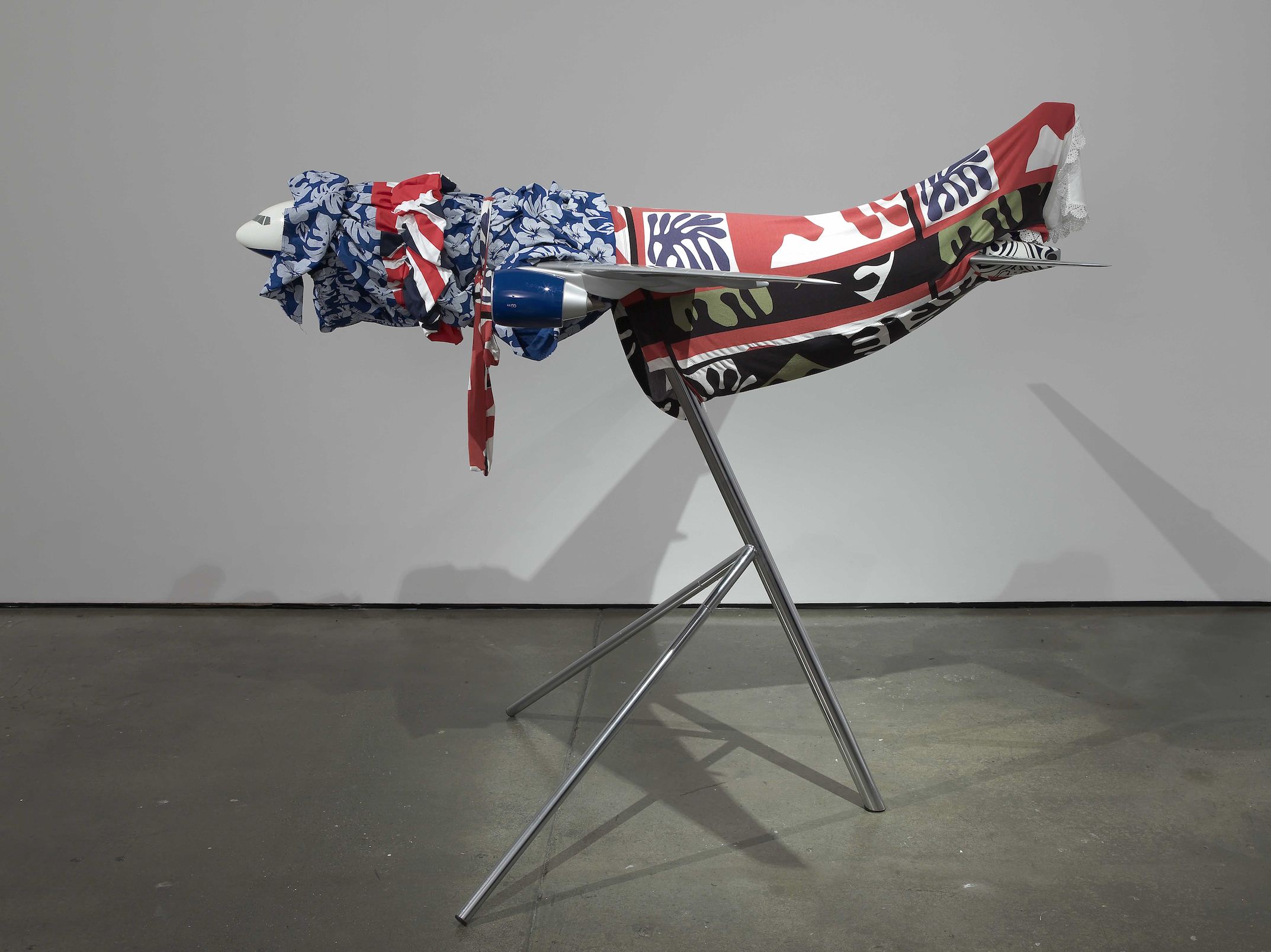     Baby Elephant&nbsp; 2010 Fabric, scale model airplane, stand 156 x 183 x 157 cm / 61.5 x 72 x 67 in 