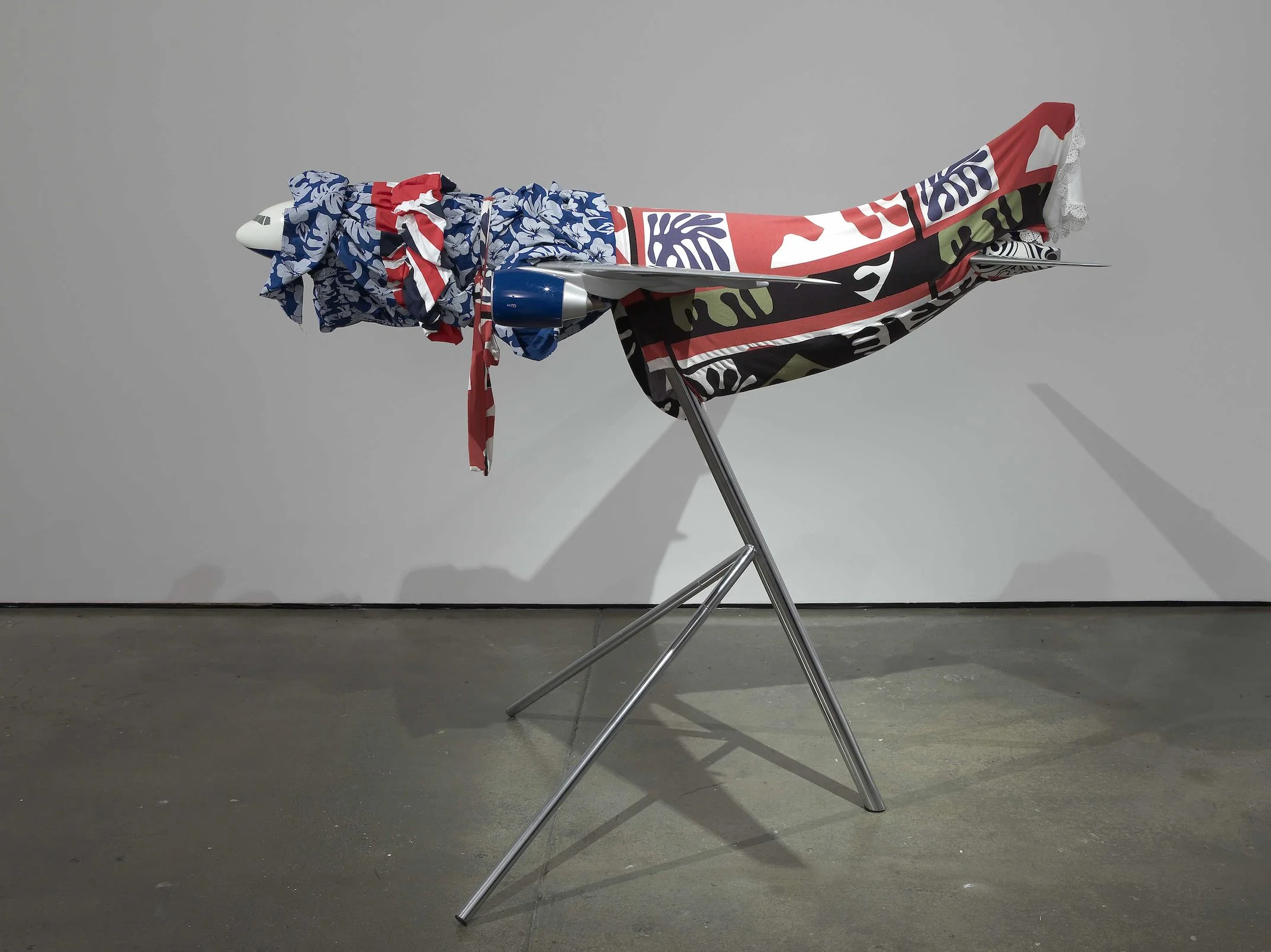 Baby Elephant 2010 Fabric, scale model airplane, stand 156 x 183 x 157 cm / 61.5 x 72 x 67 in