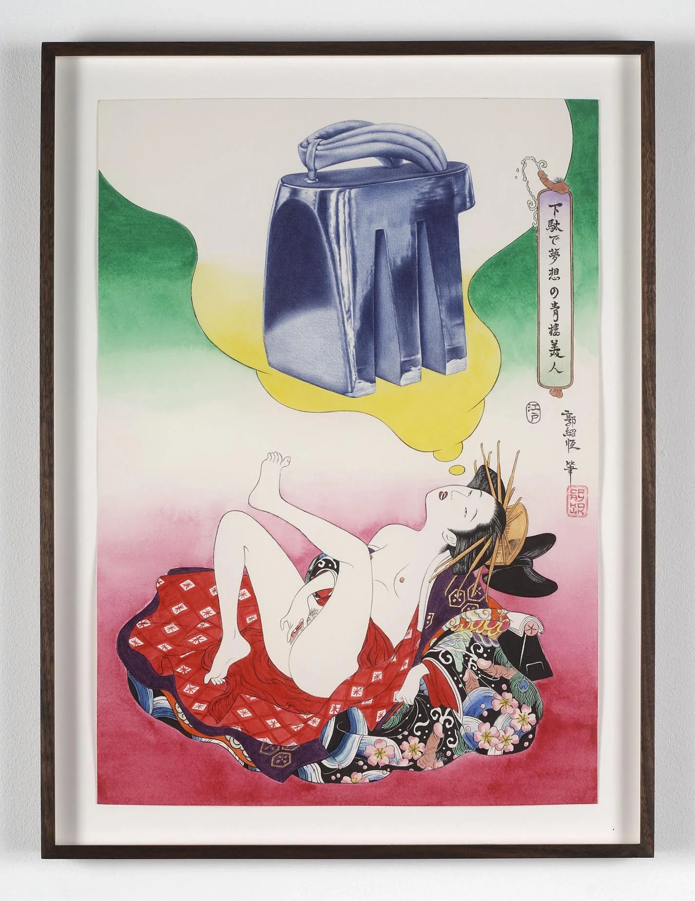 Desire - Japanese (Edo Period) 2009 acrylic, ink, permanent marker and 23 3/4 Carat Gold leaf on paper 42 x 29.7 cm