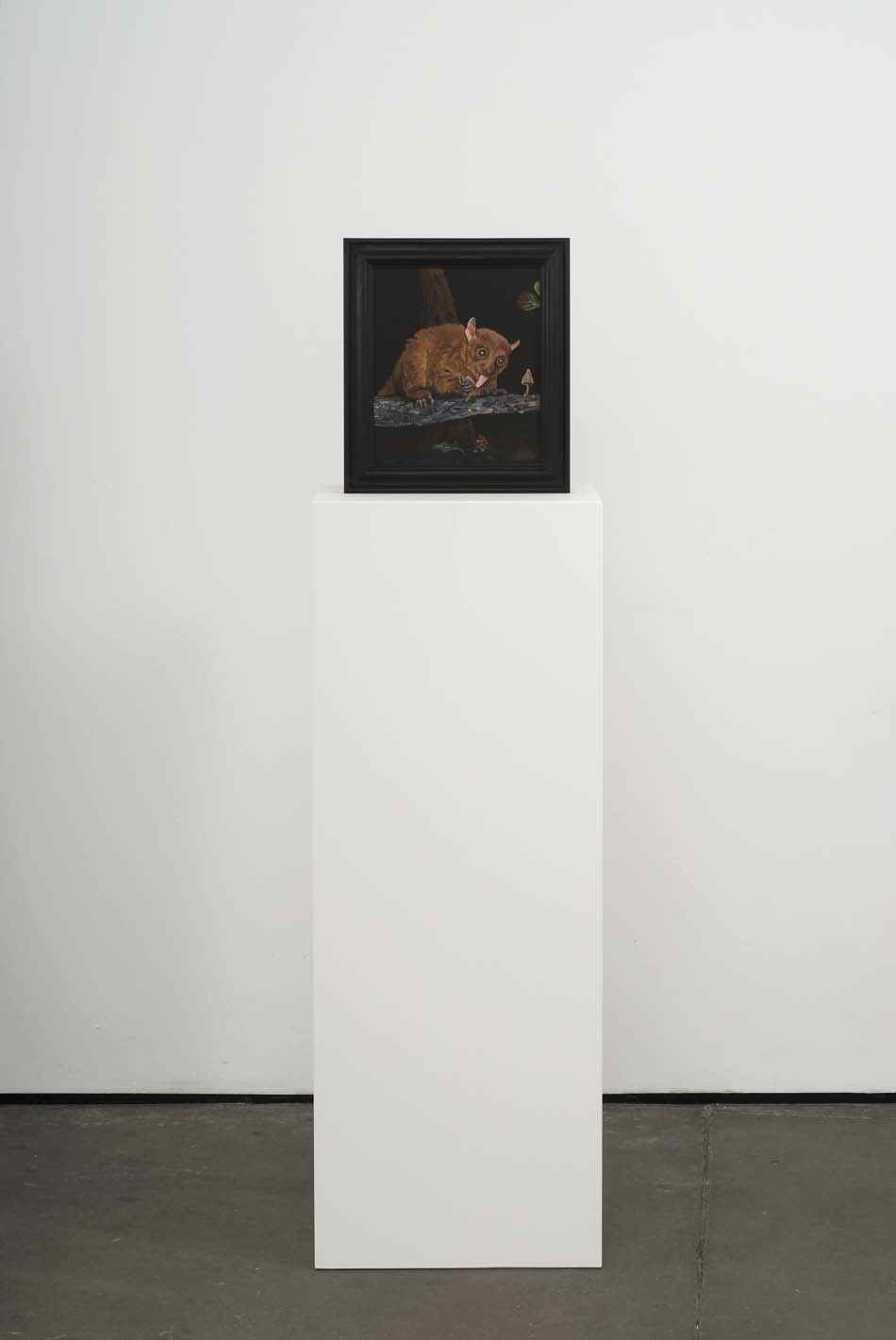     Curiosity Killed the Prosimian 2009 Double-sided acrylic on board in artists frame mounted on pedestal 147.3 x 40 x 28cm    