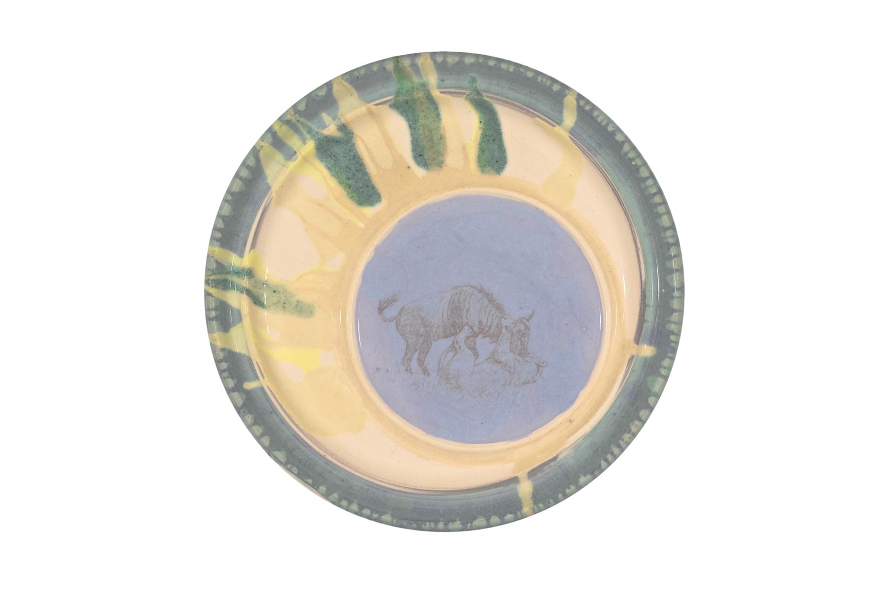     Muzzle bite   2002   slip decorated earthenware with photoceramic transfer   22cm diameter x 2 cm  