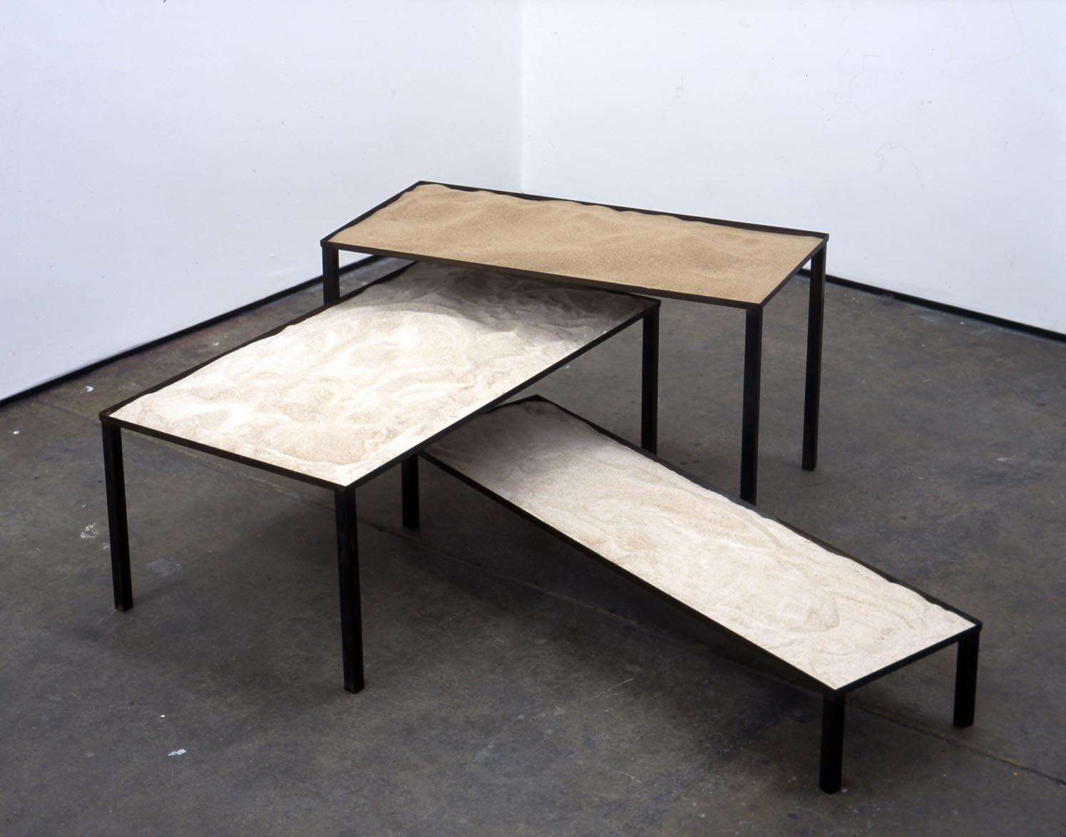     Nest of Tables 2006 steel &amp; sand 38.5x120x120cm    