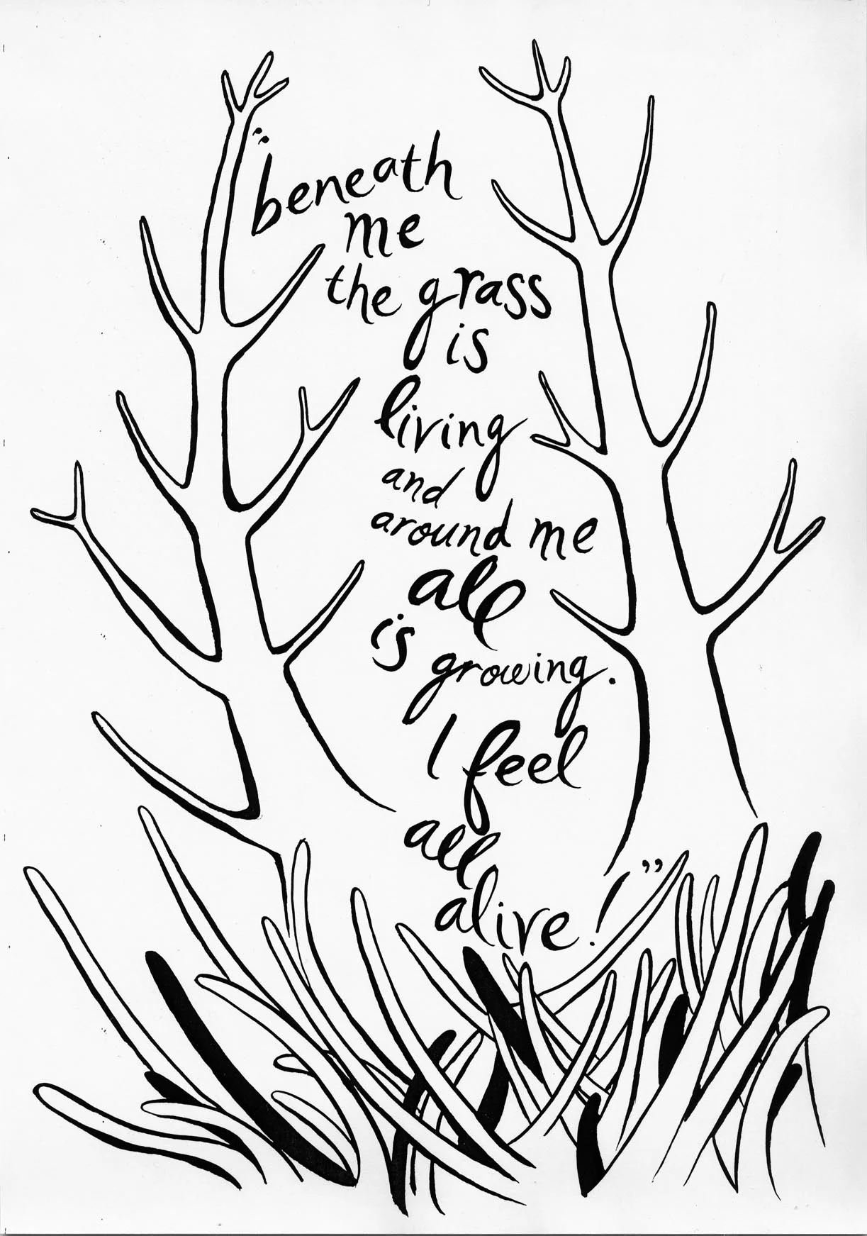 Something Betty Said... There’s a Wee Girl at my School 2006 ink on paper (3 parts): each A3