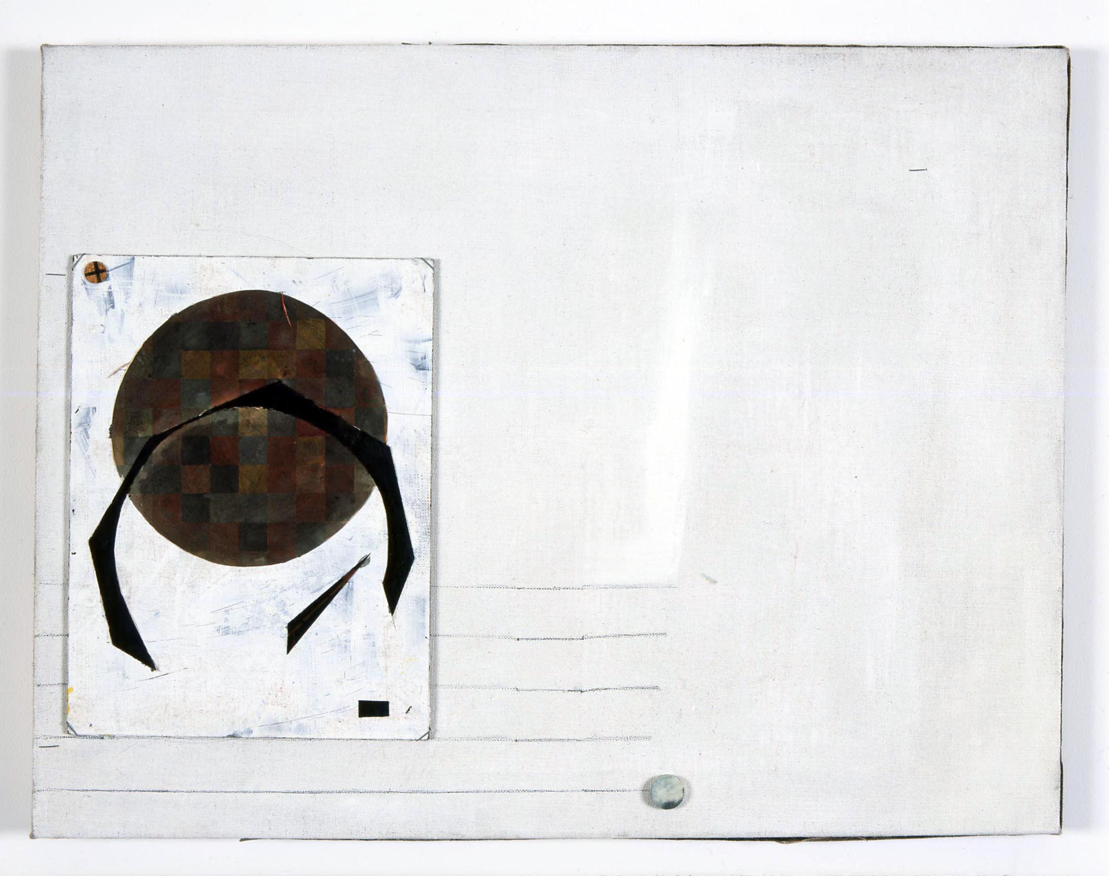      Untitled   2005   oil paint, graphite, felt, board and paper on linen   50x65cm  