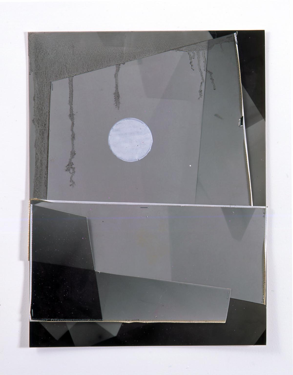     Untitled 2005 paint marker, tape, staples, oil paint, spray paint on collaged photograms 40.5x30.5cm    